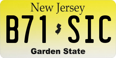 NJ license plate B71SIC