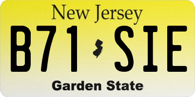 NJ license plate B71SIE