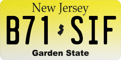 NJ license plate B71SIF