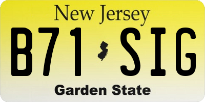 NJ license plate B71SIG