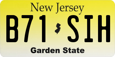 NJ license plate B71SIH