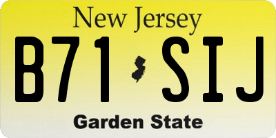 NJ license plate B71SIJ