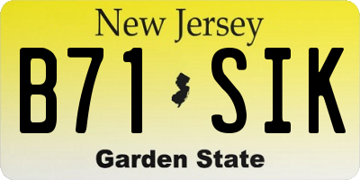 NJ license plate B71SIK