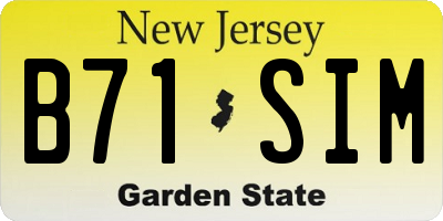 NJ license plate B71SIM