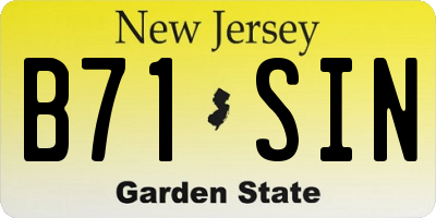 NJ license plate B71SIN