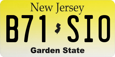 NJ license plate B71SIO