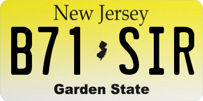 NJ license plate B71SIR