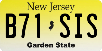 NJ license plate B71SIS