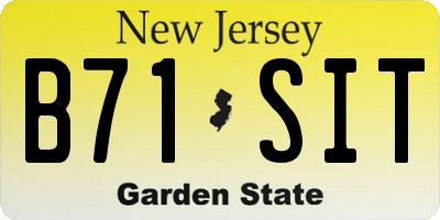 NJ license plate B71SIT