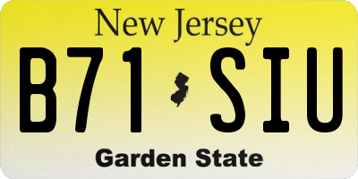 NJ license plate B71SIU