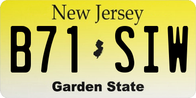 NJ license plate B71SIW
