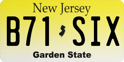 NJ license plate B71SIX