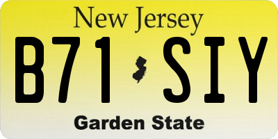NJ license plate B71SIY