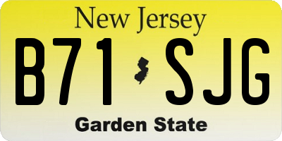 NJ license plate B71SJG