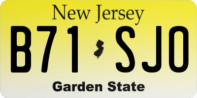 NJ license plate B71SJO