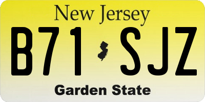 NJ license plate B71SJZ