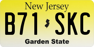NJ license plate B71SKC