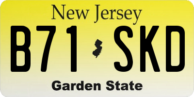 NJ license plate B71SKD