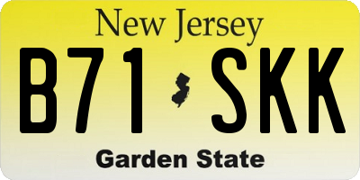 NJ license plate B71SKK