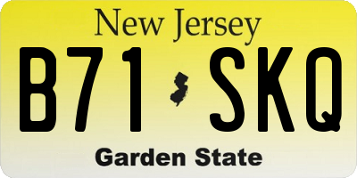 NJ license plate B71SKQ
