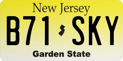 NJ license plate B71SKY