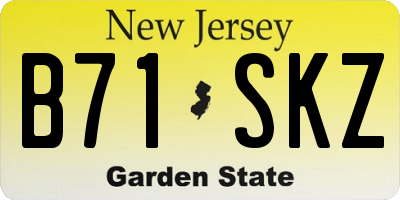 NJ license plate B71SKZ