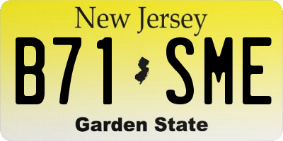 NJ license plate B71SME
