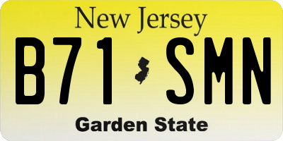 NJ license plate B71SMN