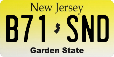 NJ license plate B71SND