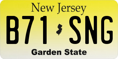 NJ license plate B71SNG
