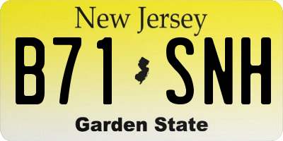 NJ license plate B71SNH