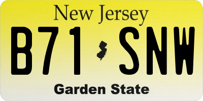 NJ license plate B71SNW