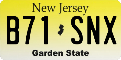 NJ license plate B71SNX