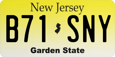 NJ license plate B71SNY