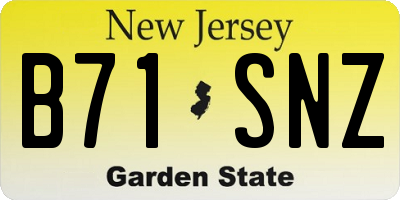 NJ license plate B71SNZ