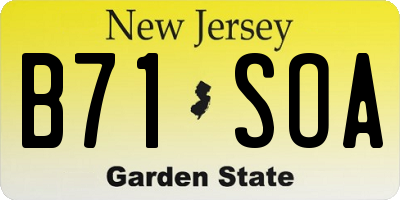 NJ license plate B71SOA