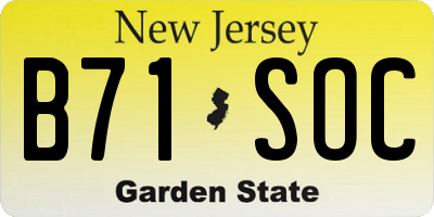 NJ license plate B71SOC