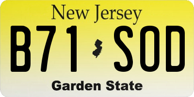 NJ license plate B71SOD
