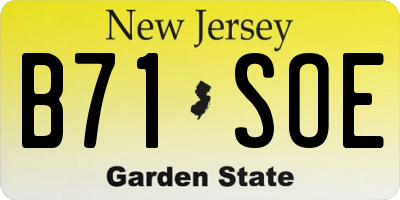 NJ license plate B71SOE