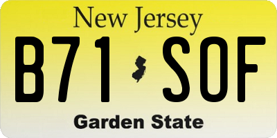 NJ license plate B71SOF