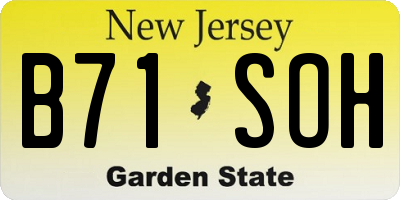 NJ license plate B71SOH