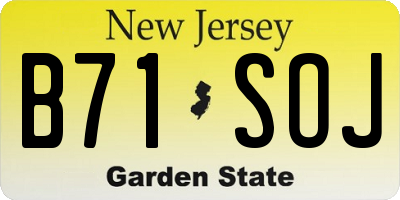 NJ license plate B71SOJ