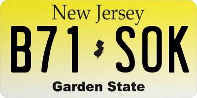 NJ license plate B71SOK
