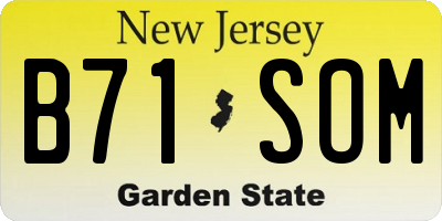 NJ license plate B71SOM