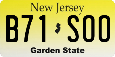 NJ license plate B71SOO