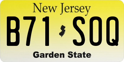 NJ license plate B71SOQ