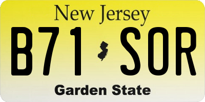 NJ license plate B71SOR