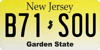 NJ license plate B71SOU