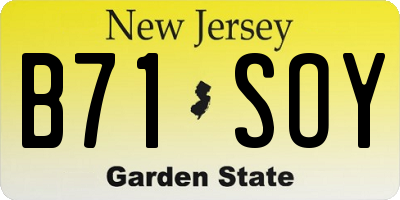 NJ license plate B71SOY