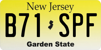NJ license plate B71SPF